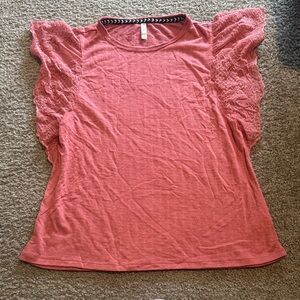 Xhilaration Coral Lace Sleeve Blouse